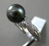 ESTATE .28CT DIAMOND 14KT WHITE GOLD 3D AAA TAHITIAN PEARL CRISS CROSS LOVE RING