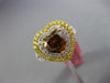 GIA LARGE 2.22CT MULTI COLOR DIAMOND 18K 2 TONE GOLD DOUBLE HALO ENGAGEMENT RING
