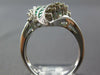 ESTATE WIDE 1.18CT DIAMOND & AAA EMERALD 14KT WHITE GOLD CLASSIC LEAF FUN RING