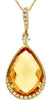 2.97CT DIAMOND & AAA CITRINE 14K YELLOW GOLD PEAR SHAPE & ROUND FLOATING PENDANT