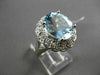 ANTIQUE LARGE 3.77CTW DIAMOND & AAA AQUAMARINE 14KT WHITE GOLD COCKTAIL RING