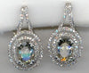 1.92CT DIAMOND & AAA GREEN AMETHYST 14KT WHITE GOLD DOUBLE HALO FLORAL EARRINGS