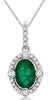 .84CT DIAMOND & AAA EMERALD 14KT WHITE GOLD OVAL & ROUND FLOWER FLOATING PENDANT