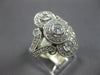 ESTATE WIDE .75CT DIAMOND 14KT WHITE GOLD 3 STONE HALO FILIGREE ANNIVERSARY RING