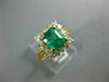 ESTATE 1.65CT DIAMOND & AAA EMERALD 18KT YELLOW GOLD SQUARE HALO ENGAGEMENT RING