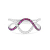 ESTATE .55CT DIAMOND & AAA RUBY 14K WHITE GOLD 3D CRISS CROSS INFINITY LOVE RING