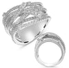 ESTATE LARGE 1.35CT DIAMOND 14KT WHITE GOLD 3D MULTI ROW CRISS CROSS FUN RING