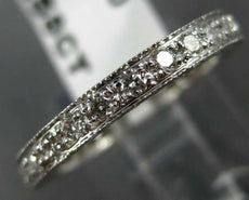 ANTIQUE .58CT DIAMOND 14KT WHITE GOLD MILGRAIN ETERNITY ANNIVERSARY RING #19869