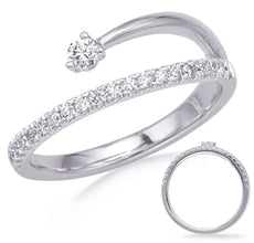 ESTATE .30CT DIAMOND 14KT WHITE GOLD 3D CLASSIC 2 ROW SOLITAIRE LOVE RING