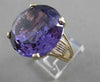 ANTIQUE LARGE 23CT AAA AMETHYST 14KT YELLOW GOLD FILIGREE SOLITAIRE RING #21473