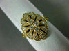 ESTATE WIDE .36CT DIAMOND 14KT YELLOW GOLD 3D CLASSIC FILIGREE FLOWER FUN RING