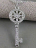 LARGE ESTATE .80CTW DIAMOND 14K WHITE GOLD HEART KEY PENDANT F/G VVS CHAIN 20160