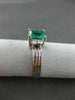ESTATE .97CT DIAMOND & EMERALD 14KT WHITE GOLD ENGAGEMENT RING BEAUTIFUL! #21750