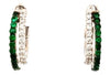 .64CT DIAMOND & AAA EMERALD 18KT WHITE GOLD 3D UMBRELLA HOOP HANGING EARRINGS