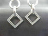 ESTATE .46CT DIAMOND 14K WHITE GOLD MATTE & SHINY CIRCLE SQUARE HANGING EARRINGS