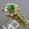 ESTATE 1.3CT DIAMOND & AAA EMERALD 18KT YELLOW GOLD 2 ROW FLOWER FUN RING #28143
