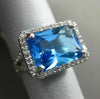 ESTATE LARGE 3.42CT DIAMOND & BLUE TOPAZ 14KT WHITE GOLD 3D RECTANGULAR FUN RING