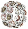 LARGE 15.30CT MULTI COLOR DIAMOND 18KT GOLD 3D MULTI SHAPE DOUBLE BAND FUN RING