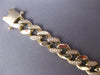 LARGE .36CT DIAMOND & AAA SAPPHIRE & BLACK ENAMEL 14K YELLOW GOLD CUBAN BRACELET
