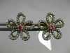.54CT DIAMOND & AAA PINK SAPPHIRE 14KT BLACK & ROSE GOLD 3D FLOWER STUD EARRINGS