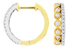 .35CT DIAMOND 14KT TRI COLOR GOLD 3D 2 ROW FILIGREE HUGGIE FUN HANGING EARRINGS