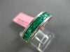 ESTATE 2.12CT AAA EMERALD 18K WHITE GOLD SEMI ETERNITY MILGRAIN ANNIVERSARY RING