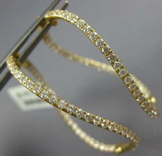 LARGE 2.15CT DIAMOND 18KT YELLOW GOLD 3D INSIDE OUT SWIRL HOOP HANGING EARRINGS