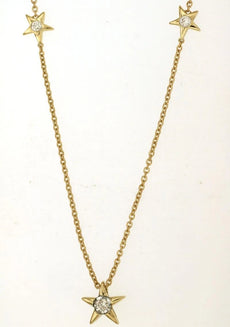 .20CT DIAMOND 14KT YELLOW GOLD ROUND ETOILE MULTI STAR BY THE YARD LOVE NECKLACE