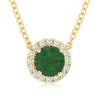.55CT DIAMOND & AAA EMERALD 14KT YELLOW GOLD 3D ROUND CLASSIC HALO LOVE NECKLACE