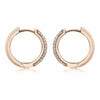 ESTATE .59CT DIAMOND 18KT ROSE GOLD 3D THREE ROW CLASSIC PAVE HUGGIE EARRINGS