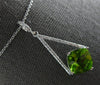 LARGE 3.92CT DIAMOND & AAA PERIDOT 14KT WHITE GOLD 3D CUSHION & ROUND PENDANT