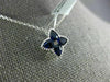 ESTATE 1.04CT DIAMOND & AAA SAPPHIRE 18K WHITE GOLD FLOWER STAR MILGRAIN PENDANT