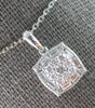 .43CT DIAMOND 14KT WHITE GOLD ROUND & BAGUETTE CLUSTER FILIGREE FLOATING PENDANT