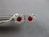 ESTATE .90CT DIAMOND & AAA RUBY 18KT WHITE GOLD 3D ROUND FLOWER STUD EARRINGS
