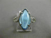 WIDE 4.66CT DIAMOND & AAA MARQUISE SHAPE BLUE TOPAZ 14K WHITE GOLD CABACHON RING