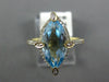 3.74CT DIAMOND & AAA BLUE TOPAZ 14KT YELLOW GOLD MARQUISE & ROUND HALO FUN RING