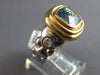 LARGE 3.2CT DIAMOND & AAA AQUAMARINE 14K 2 TONE GOLD CUSHION ROUND 3 STONE RING