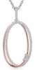ESTATE .2CT DIAMOND 14K WHITE & ROSE GOLD DOUBLE OVAL LOVE KNOT FLOATING PENDANT
