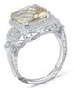 4.17CT DIAMOND & AAA SMOKY QUARTZ 14KT WHITE GOLD CUSHION & ROUND FILIGREE RING