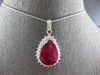 EXTRA LARGE 14.07CT DIAMOND & AAA RUBY 14KT WHITE GOLD 3D HALO PENDANT #28018