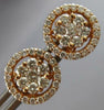ESTATE LARGE 1.06CT DIAMOND 14KT ROSE GOLD 3D CLASSIC FLOWER HALO STUD EARRINGS