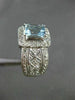 ESTATE 1.84CT DIAMOND & AAA AQUAMARINE 14K WHITE GOLD FILIGREE FLORAL RING 21324