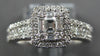 ESTATE .79CT DIAMOND 18KT WHITE GOLD ROUND & BAGUETTE CLUSTER SQUARE LOVE RING