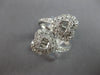 LARGE 1.3CT DIAMOND 14KT WHITE GOLD 3D ROUND & BAGUETTE DOUBLE HEART LOVE RING