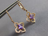 1.15CT DIAMOND & AAA AMETHYST 14K ROSE GOLD PRINCESS CUT & ROUND FLOWER EARRINGS