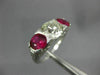 ANTIQUE LARGE 4.33CT DIAMOND & AAA RUBY PLATINUM 3D THREE STONE ENGAGEMENT RING