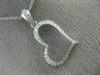 ESTATE .24CT DIAMOND 18KT WHITE GOLD 3D CLASSIC OPEN HEART LOVE FLOATING PENDANT