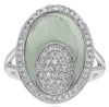 6.02CT DIAMOND & AAA GREEN AMETHYST 14K WHITE GOLD DOUBLE OVAL CLUSTER FUN RING