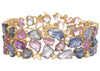 EXTRA LARGE 55.85CT DIAMOND & AAA MULTI COLOR SAPPHIRE 18KT YELLOW GOLD BRACELET
