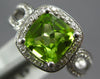 WIDE 1.88CT DIAMOND & AAA PERIDOT 14KT WHITE GOLD CUSHION HALO FILIGREE FUN RING